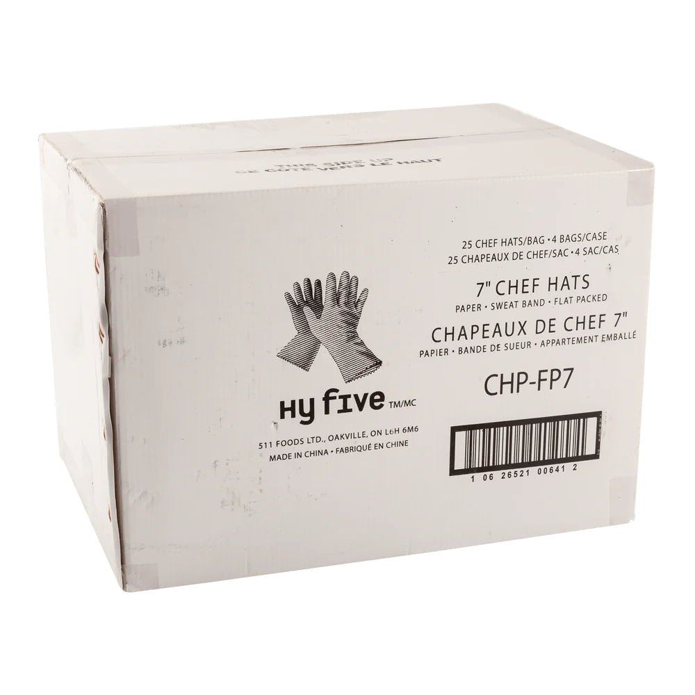 Hy Five 7" Chef Hat Paper Flat Pack CHP-FP7
