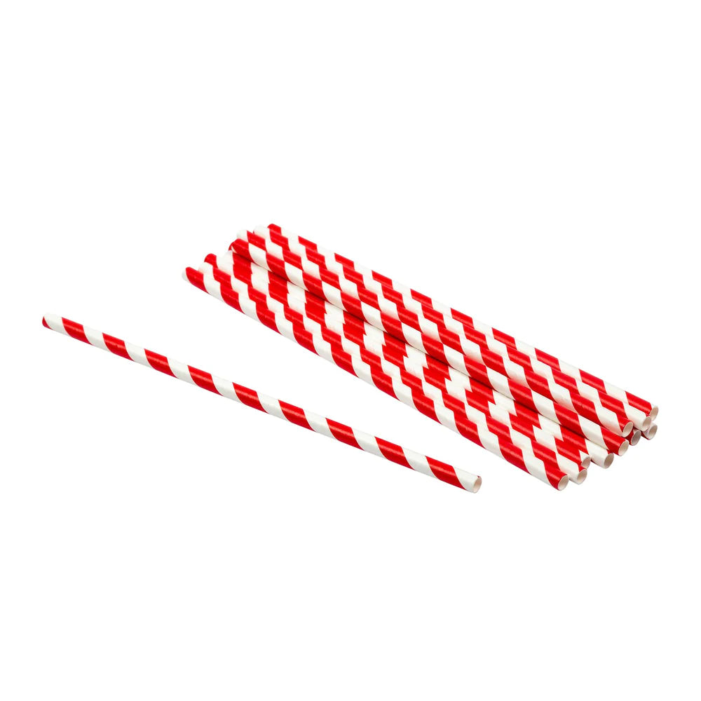 Straw Jumbo 7.75" Unwrapped Red/White