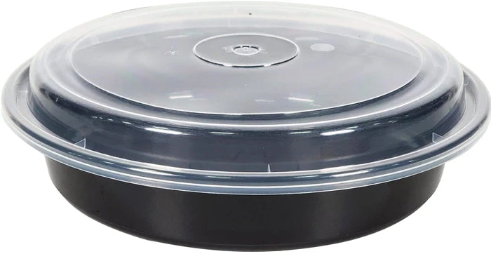 Maple - 9" Plastic Round Container Set - Black