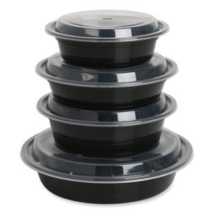 Maple - 9" Plastic Round Container Set - Black